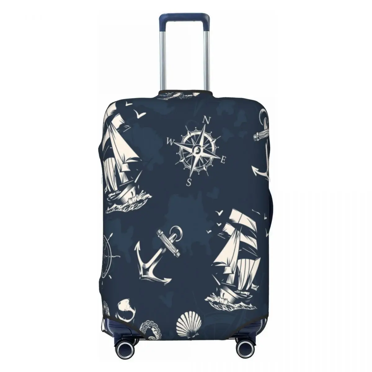 

Винтажный чехол для багажа с морским символом на заказ, забавный матросский якорь, компас, защитные чехлы для чемодана, костюм для 18-32 дюймов