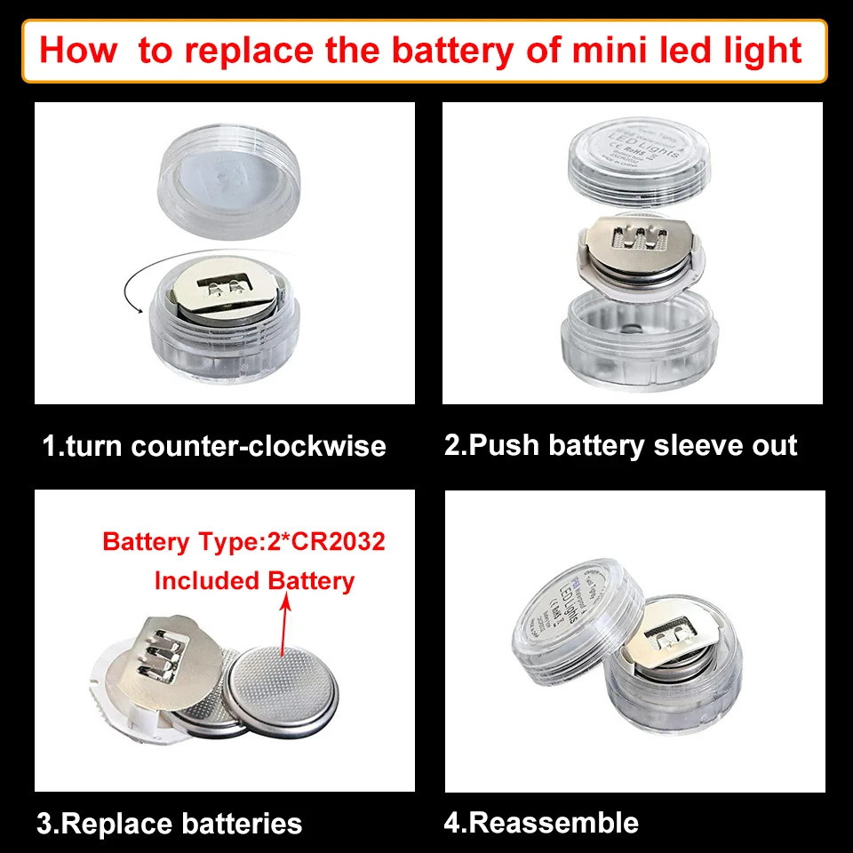 Submersible LED Lights Waterproof Underwater RGB with Remote Control Colour-Changing Light, Battery-Operated Flameless Lamps