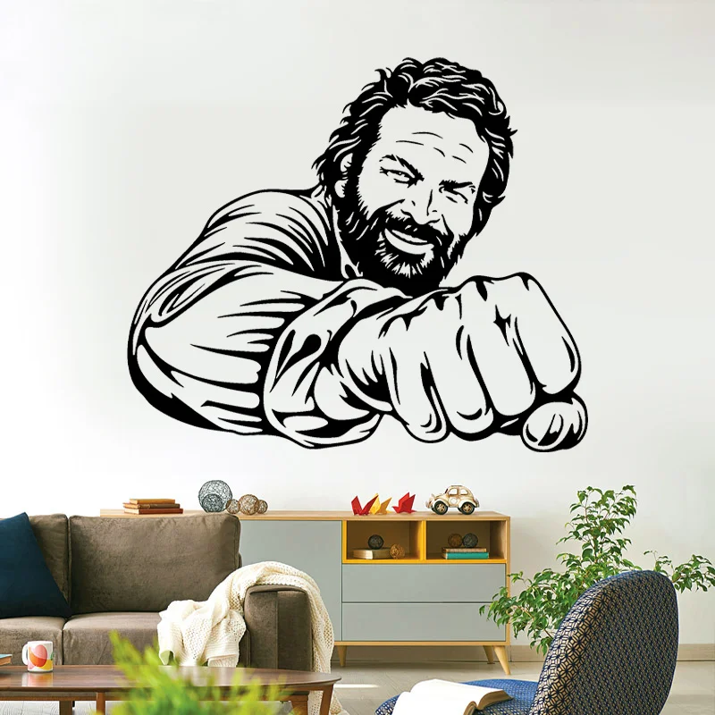 Sticker Mural Bud Spencer Famous Famous Italian Comedian Actor Portrait Vinyl Deco Humorous Wall Decortion A421