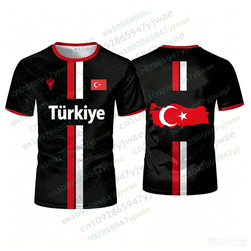 Turkey Football Jersey Breathable Quick-drying Sports Short-sleeved T-shirt Turkish Flag 3D Printed Fashion Loose Men's T Shirts