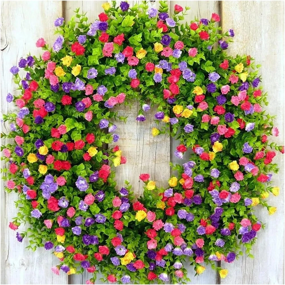 

Artificial Flowers Wreath Eucalyptus Camellia for Home Door Sill Decoration Pendant Colorful Simulated Green Plants DIY Garland