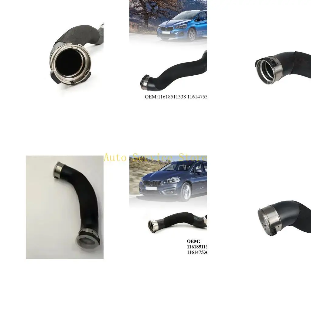 462A Part 11618511338 11614753651 Hose for F39 F40 F44 F45 F46 F48 F54 F55 F56 F57 F60, Black Rubber Air Pipe with Metal Ends