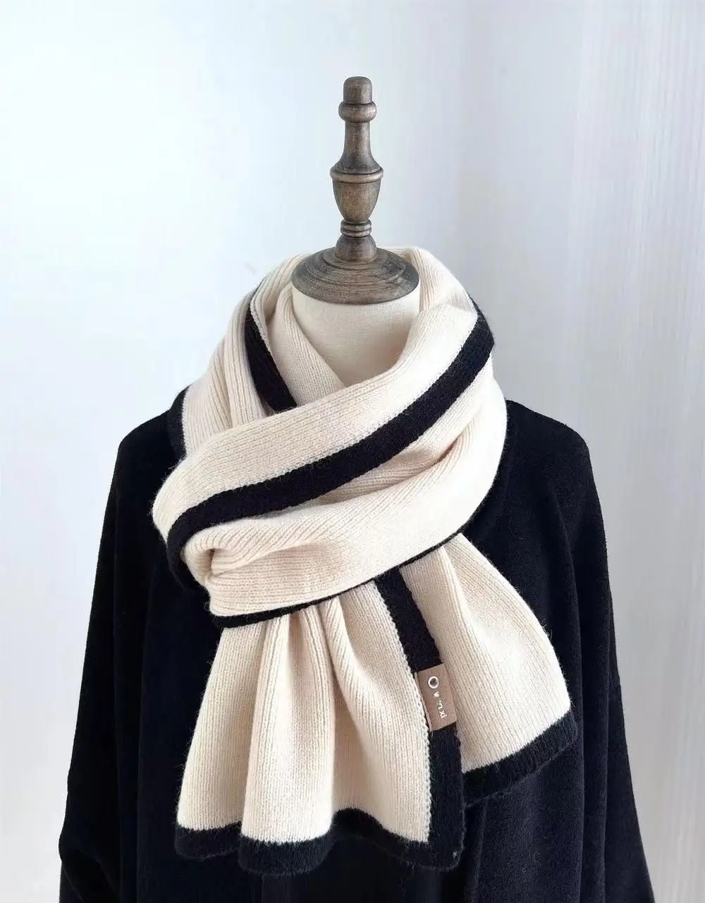 

Korean Style Winter Warm Wool Scarf for Women Design Striped Elastic Knitted Scarves Female Bandana Thick Neckerchief Shawl 2023