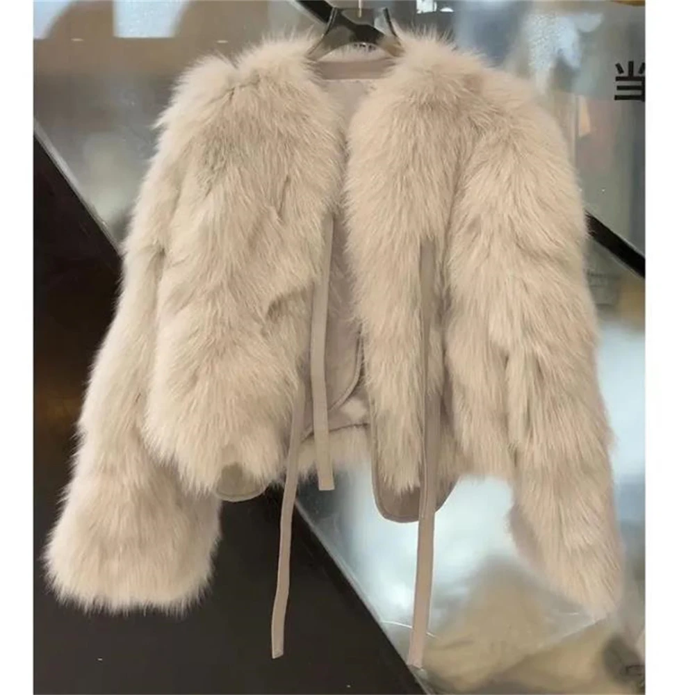 2024 New Women Winter Fur Coat Haining Imitation Fox Fur Coat Women's Warm Thick Fox Fur Coat Autumn Winter Winter Faux Fur Coat