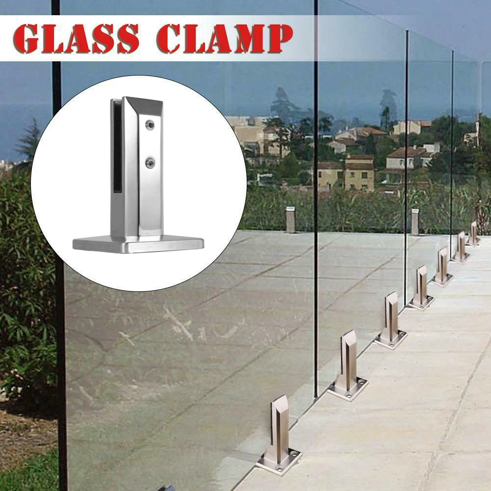 Heavy Duty Stainless Steel Glass Pool Fence Clip Floor Glass Stand Fix Fitting Clamp High Hardness Impact Resistance Glass Clip