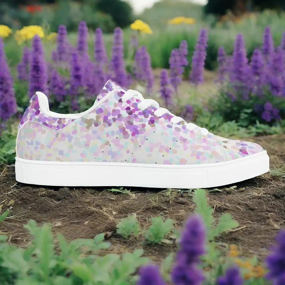 

Purple gradient print casual sneakers white sneakers stylish and versatile suitable for both men and women