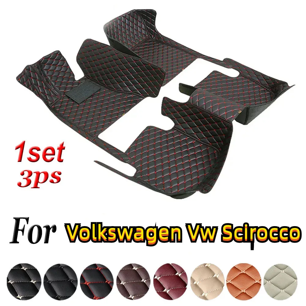 Leather Car Floor Mats For Volkswagen Vw Scirocco 2009-2017 New Beetle Multivan 7 Seat 2012-2018 Luxury Carpet Liner Anti-Slip