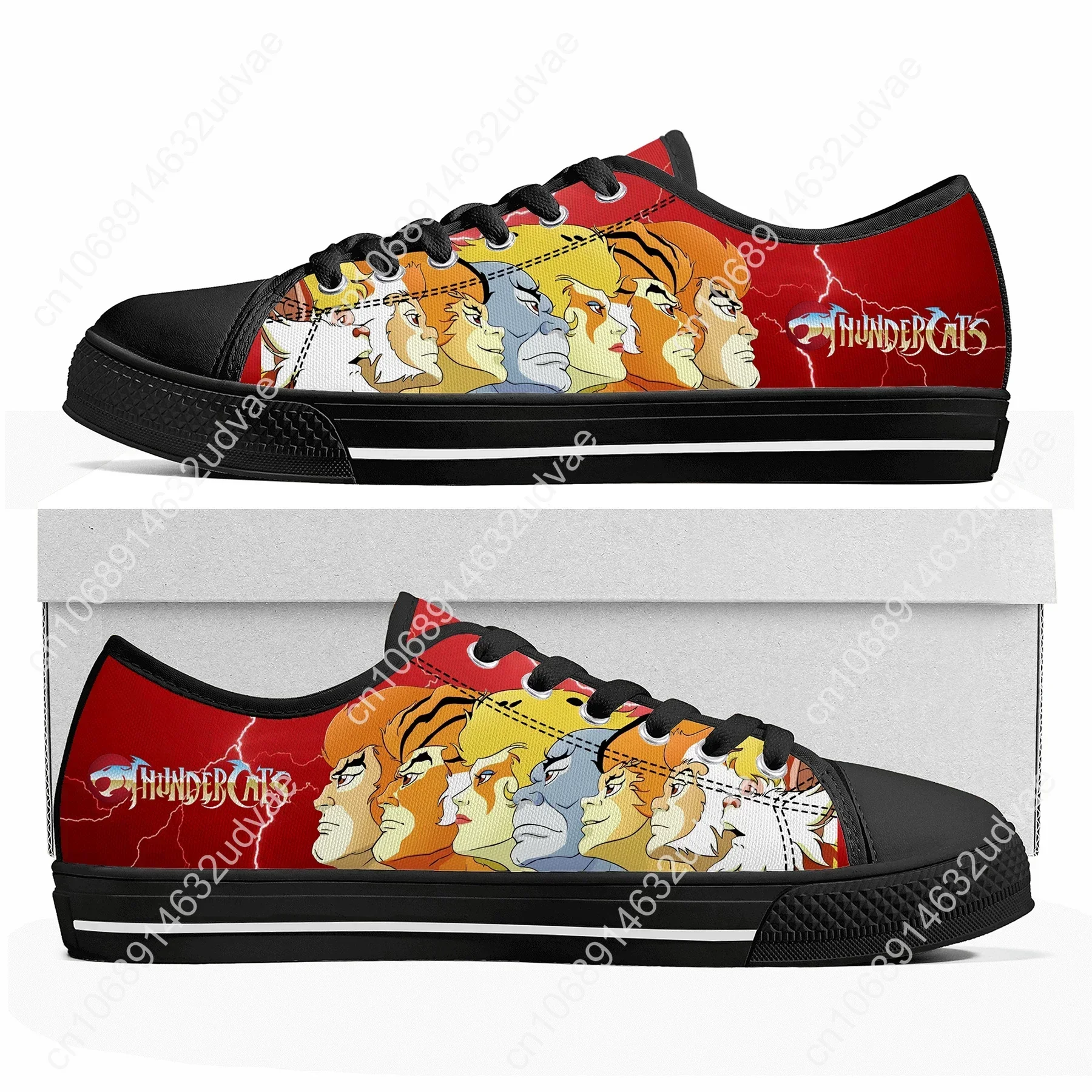 Thundercats Cartoon Manga Low Top Sneakers Mens Womens High Quality Canvas Sneaker Couple Shoes Custom Black Shoe