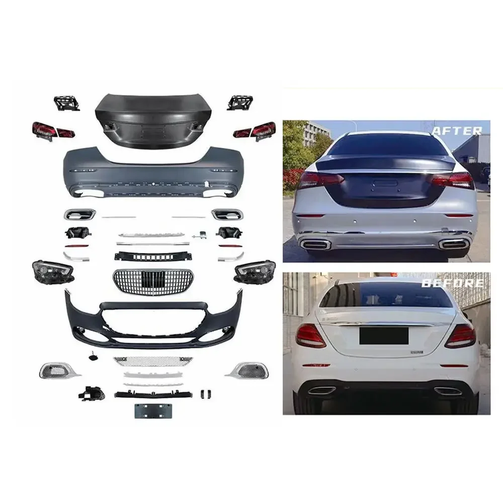 Car Body Kit W213 Upgrade  E63 Model Auto Front Rear Bumper Kit Spoiler Side Skirts for  E Class W213 2018-2024