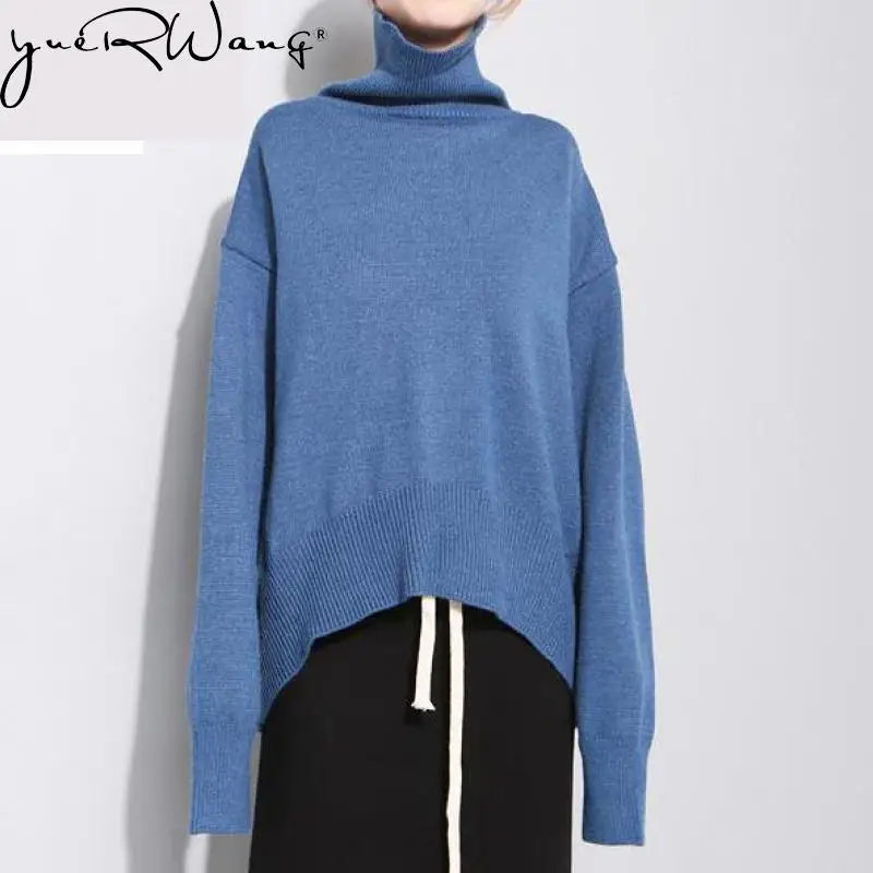 

Yuerwang Women Sweater Irregular Sweaters Oversized Pullover Women spring Pullovers Turtleneck 2022 sweater dropship