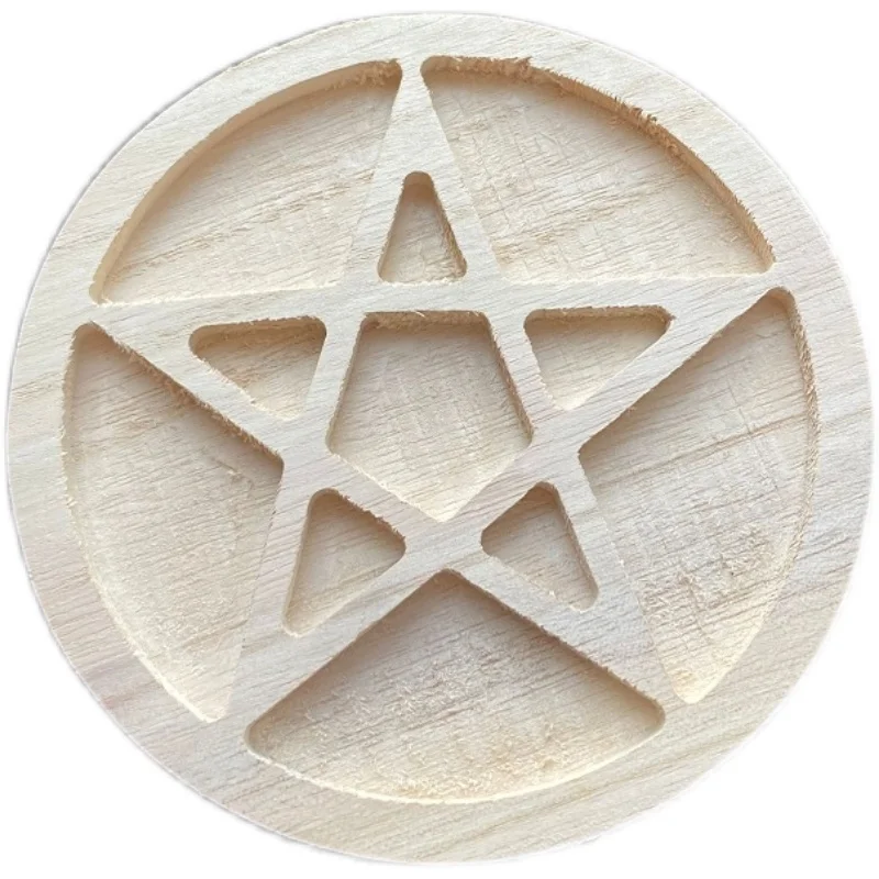 Pentagram Wooden Wicca Altar Tile Divination Astrology  Props witchcraft supplies for altar Pentacle Board Games