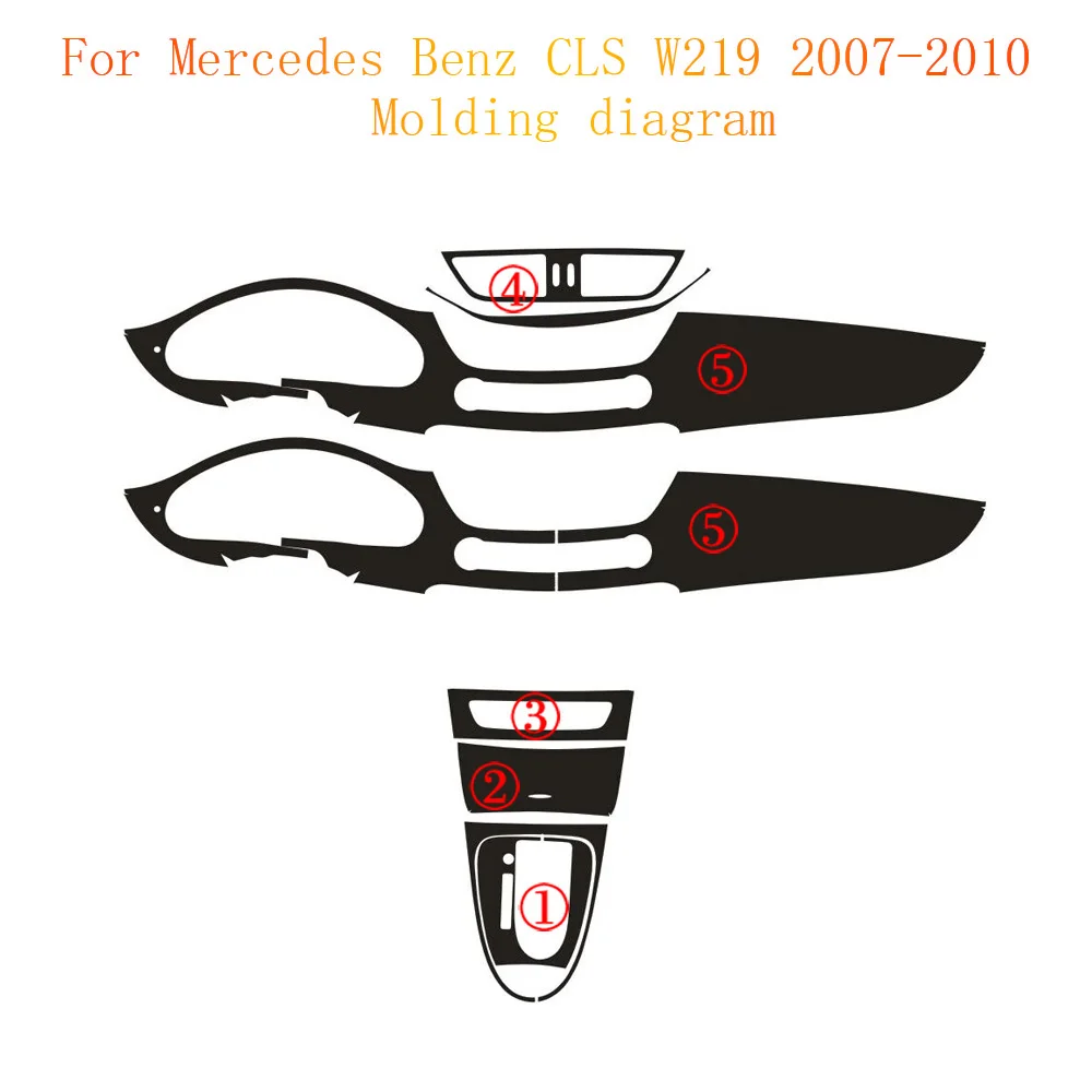 Car-Styling Carbon Fiber Car Interior Center Console Color Change Molding Sticker Decals For Mercedes Benz CLS W219 2007-2010