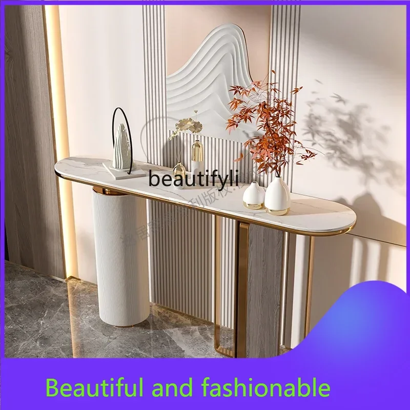 

XXZLight luxury rock slab end view table New Chinese entrance table is opposite the door Extremely narrow marble entrance cabine