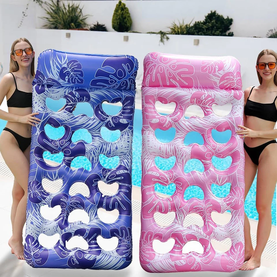 PVC Aufblasbare Schwimminsel für Erwachsene, 180*90CM Lange Hohlluftmatratze für Wasser, Schwimmbad, Strand & See, Entspannungs-Schwimmbett FY-3 – Detail 2