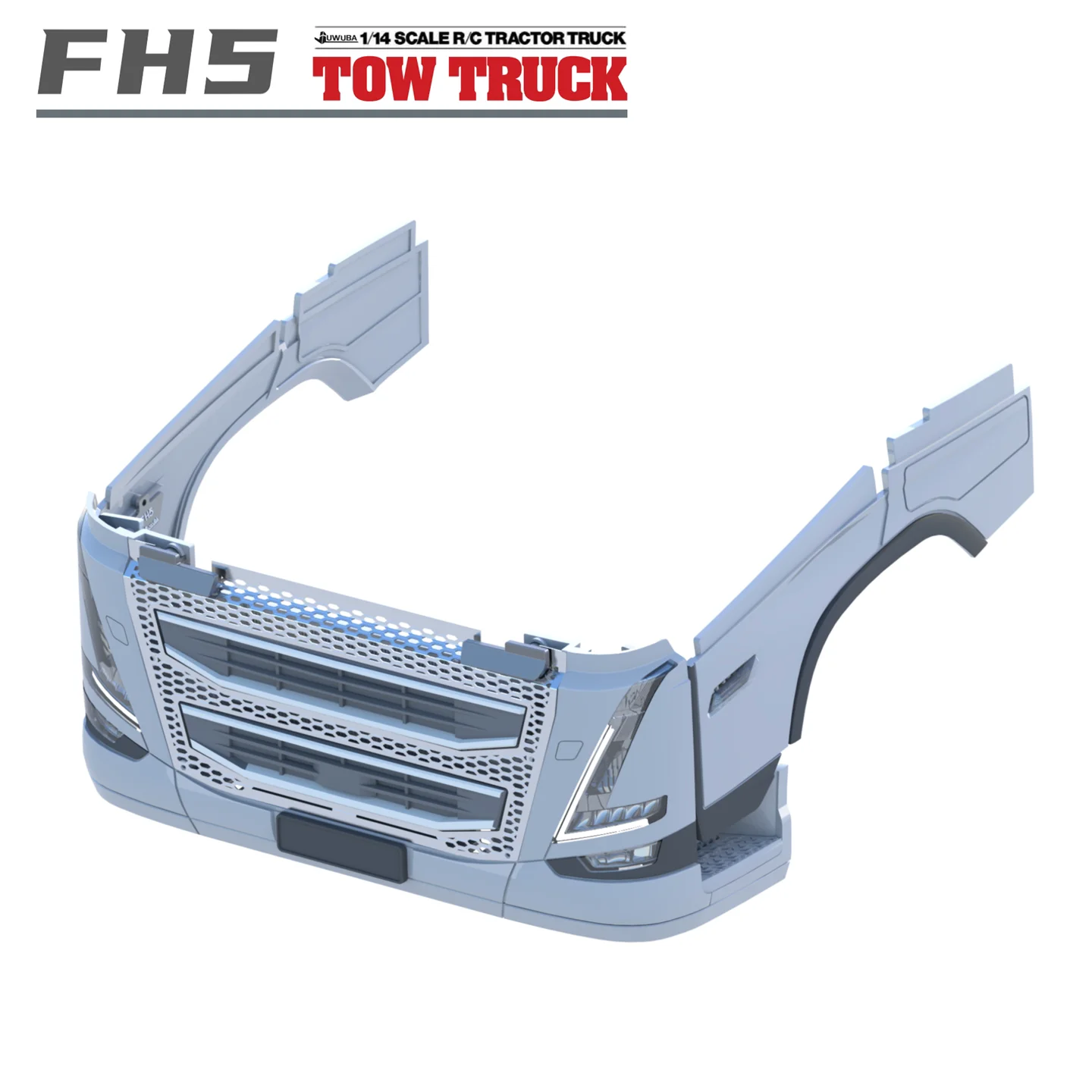 FH16 750 Front Bumper Grille Headlights Chin Kit for 1/14 Tamiya Volvo 1/14 RC Truck Volvo FH16 750 Series DIY Upgrade Parts Toy