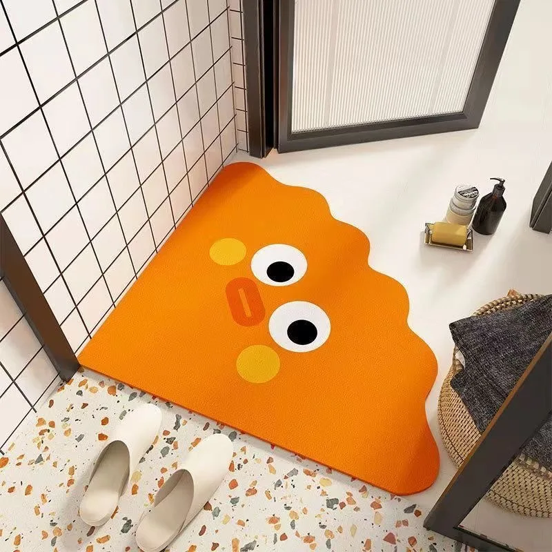 VIKAMA Cartoon Earth Bathroom Mat Absorbent Anti-Slip Toilet Floor Carpet Cute Shaped Door Rug for Home Decor