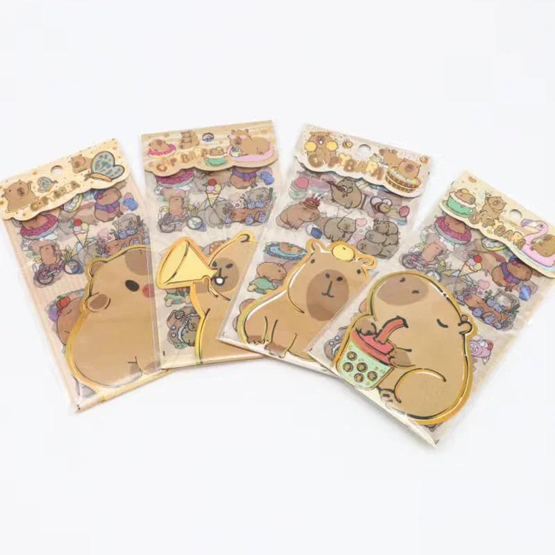 4Set Lovely Capybara Animal Sticker Waterproof PVC DIY Goo Card Set Creative Stationery Handbook Sticker children's day gifts