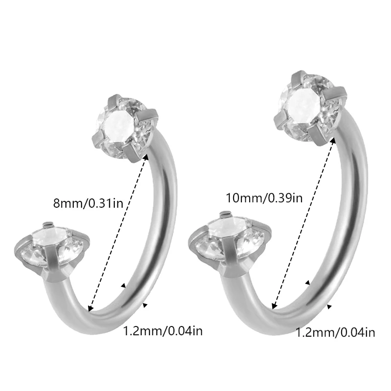 Doppio bullone a testa Piercing in cristallo anelli al naso cerchi cartilagine cerchio orecchino Piercing aperto anello al naso a cerchio impilato