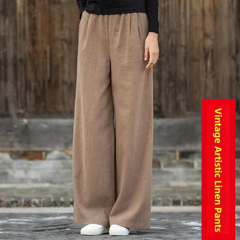 

Женские широкие брюки, брюки для йоги, одежда в стиле дзен, льняная одежда для чая, сидящие брюки для медитации Будды, новые модные повседневные брюки