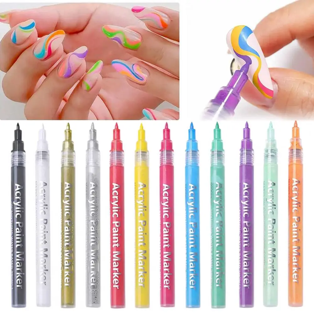 Nail Art Graffiti Pen Quick Dry DIY Nail Liner Pen Manicure Waterproof Painting Liner Brush Nail Art Drawing Graffiti Pen uñas