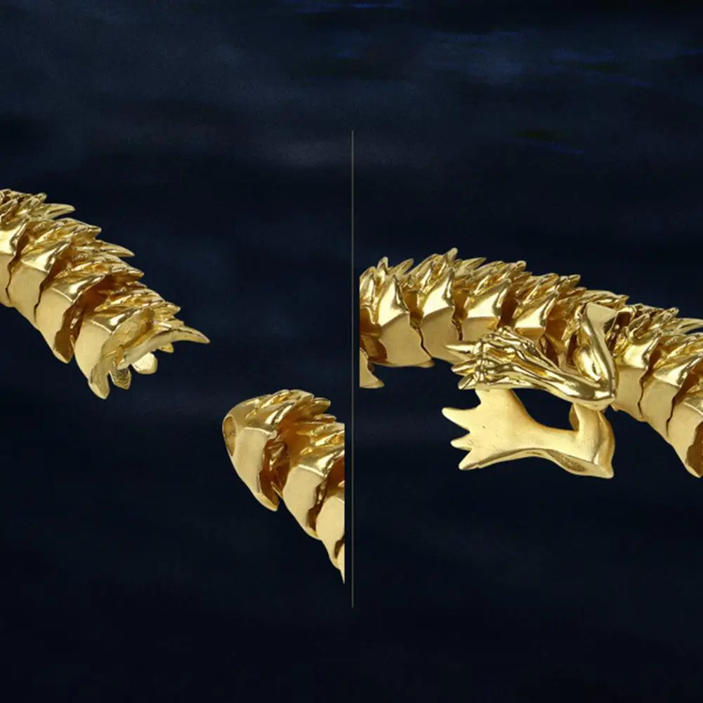 Dragon Ornament Dragon Statue 3d Printed Movable Chinese Dragon Figurine Articulated Golden Loong Model Sparkling Bright Color