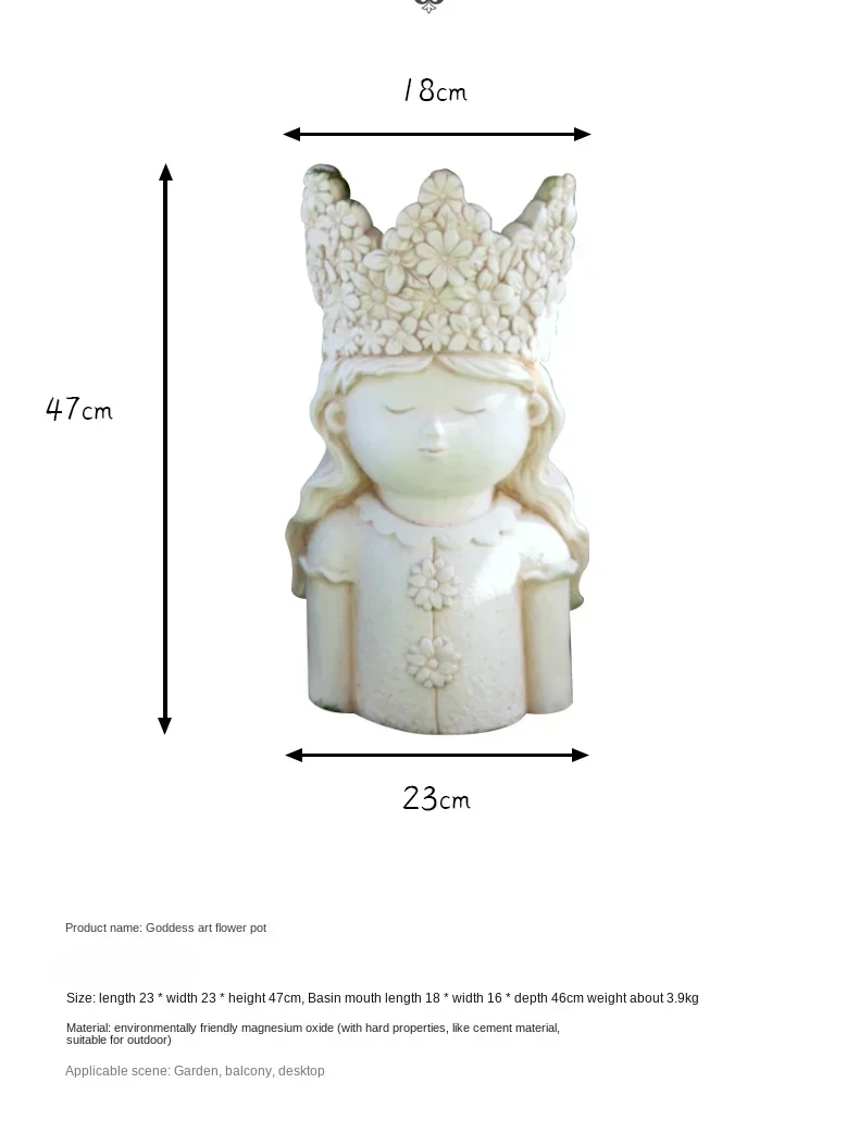 Outdoor flower ware cute crown portrait ornament sculpture succulent plant breathable flower pot creative garden decoration orna