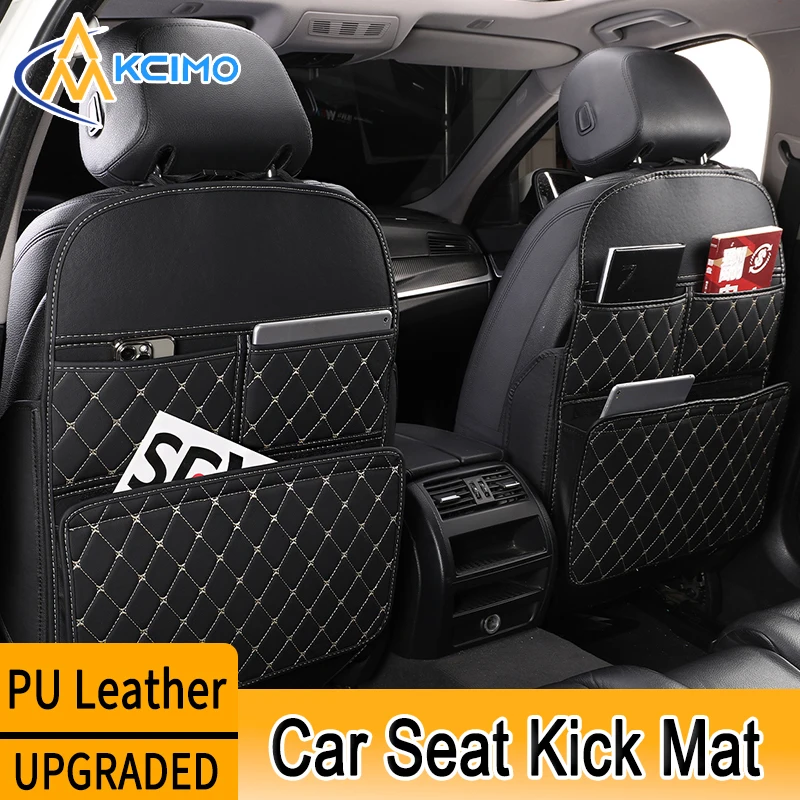

Kcimo PU Leather Car Anti-Kick Mats Auto Seat Back Organizer Storage Bag For Children Kids Anti Kick Pad Car Accessories