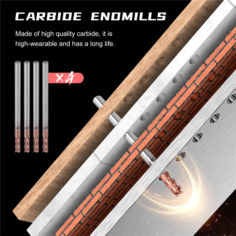 

AC88-5PCS 3Mm Solid Carbide Endmills Endmill D3X8XD4X50L 4Flute Side Milling Slotting Profiling Face Mill Standard Length