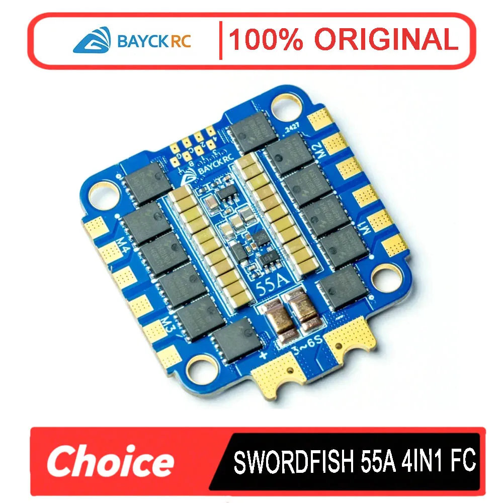

BAYCK SWORDFISH 55A 4IN1 ESC (AM32, BLHeli_32, DShot1200) - 3-6S Lipo for FPV Racing/Freestyle Quadcopter