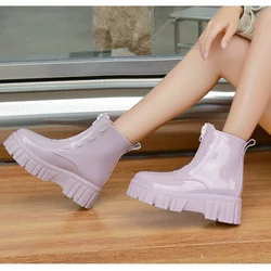 Women's Outdoor Wear Rain Boots Fashion Cute Waterproof Platform Rain Boots Short Non-slip Rubber Sole Rain Boots Zapatos Mujer