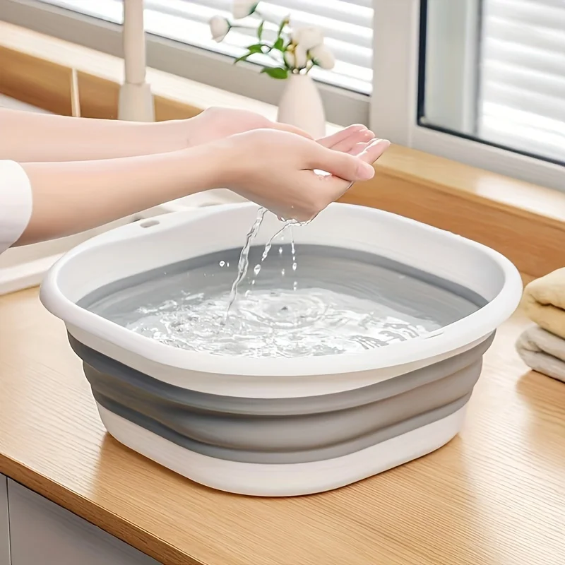 1 Stück platzsparendes zusammenklappbares Waschbecken für Camping/Zuhause | Platzsparendes Design für Geschirr/Wäsche und Reisen mit uns, zeitgenössischer Stil