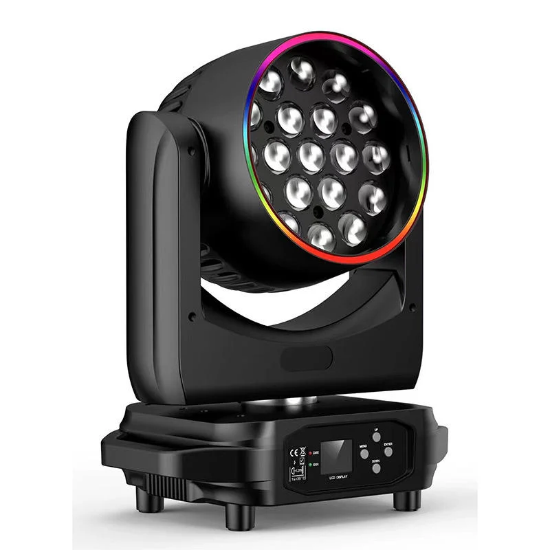 Zoom Wash LED Moving Head Light 19x15W With LED Strip Disco Party Club Bar Wedding DMX512 Effect Light Stage Light Event Show