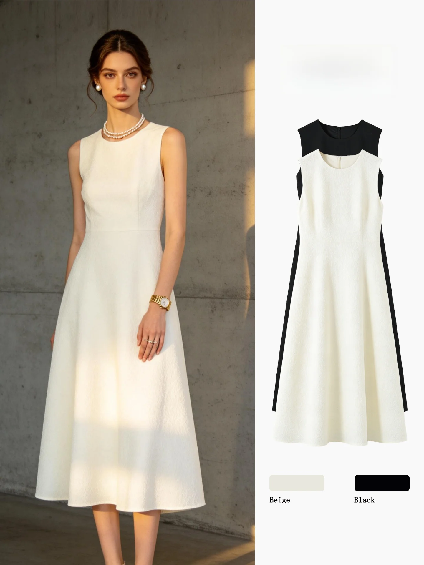 

White Sleeveless Waist-Cinching Dress Women's Summer New Hanging Sense Slimming Little White Dress High-End Feeling Light Dre...