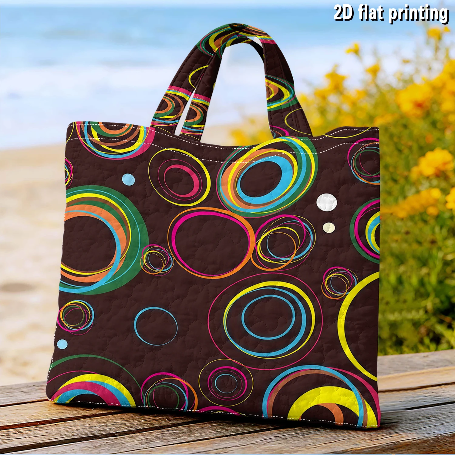 Women Fashion Fun - Multicolor Ring Circles Women canvas shoulder