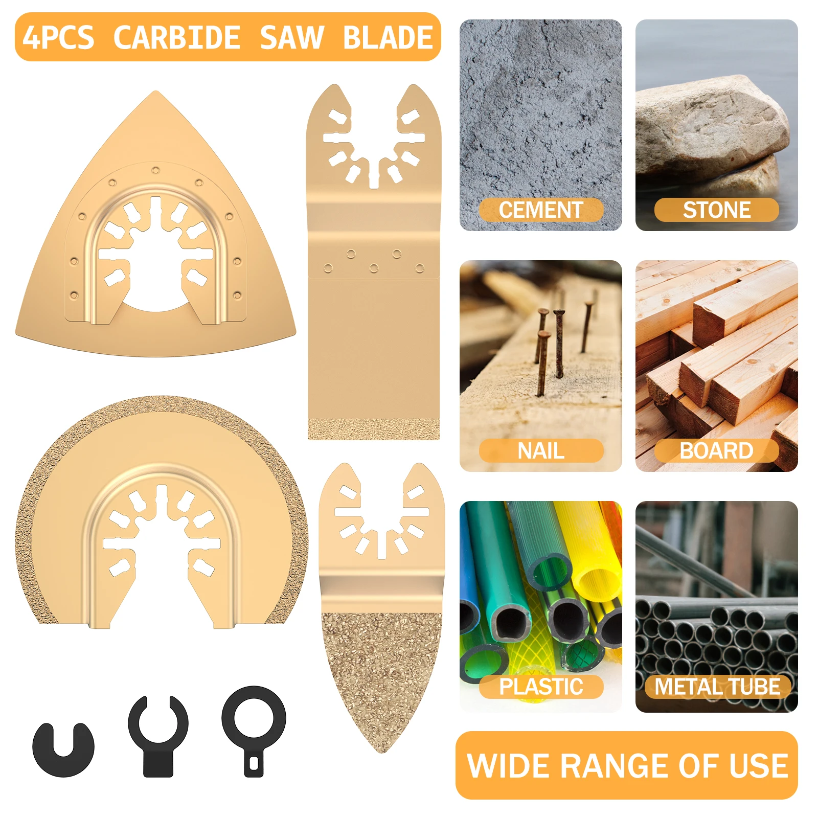 8/3PCS Carbide Multitool Blades Fast Cutting Oscillating Saw Blades Renovator Saw Set  Ceramic Tile Grout Removing Tools