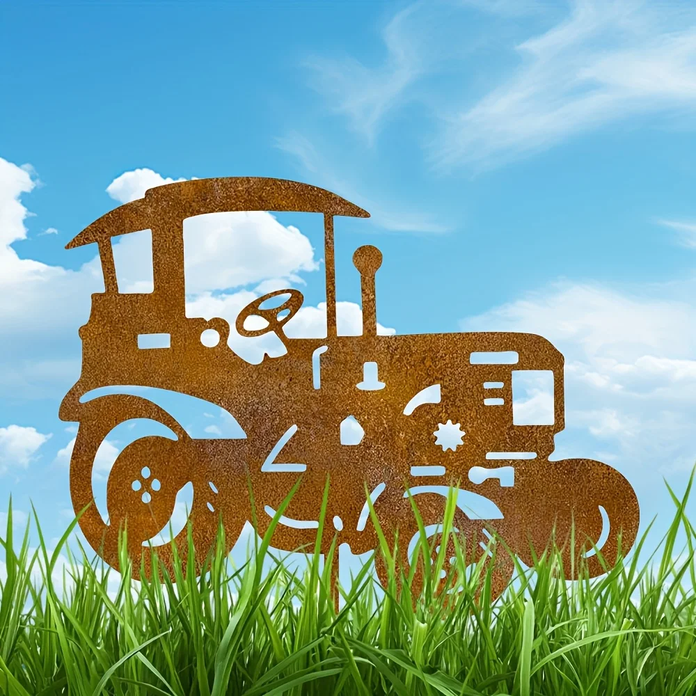 Weathered Metal Stakes for Tractors, Serving As Rustic Outdoor Art, Ideal for Bullfighting Decor, And Perfect for Enhancing
