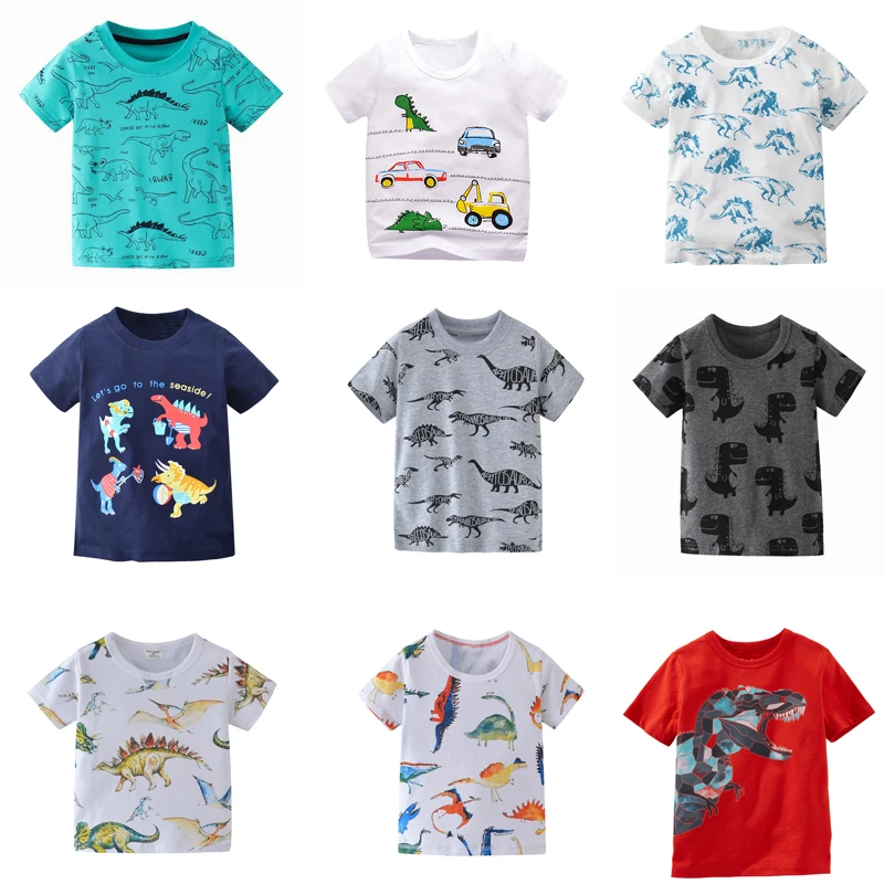 Little maven 2024 Boys T Shirts Dinosaur Print Children\'s T Shirts Summer Baby Boys Short Sleeve Shirts for Kids Tops Tees Shirt