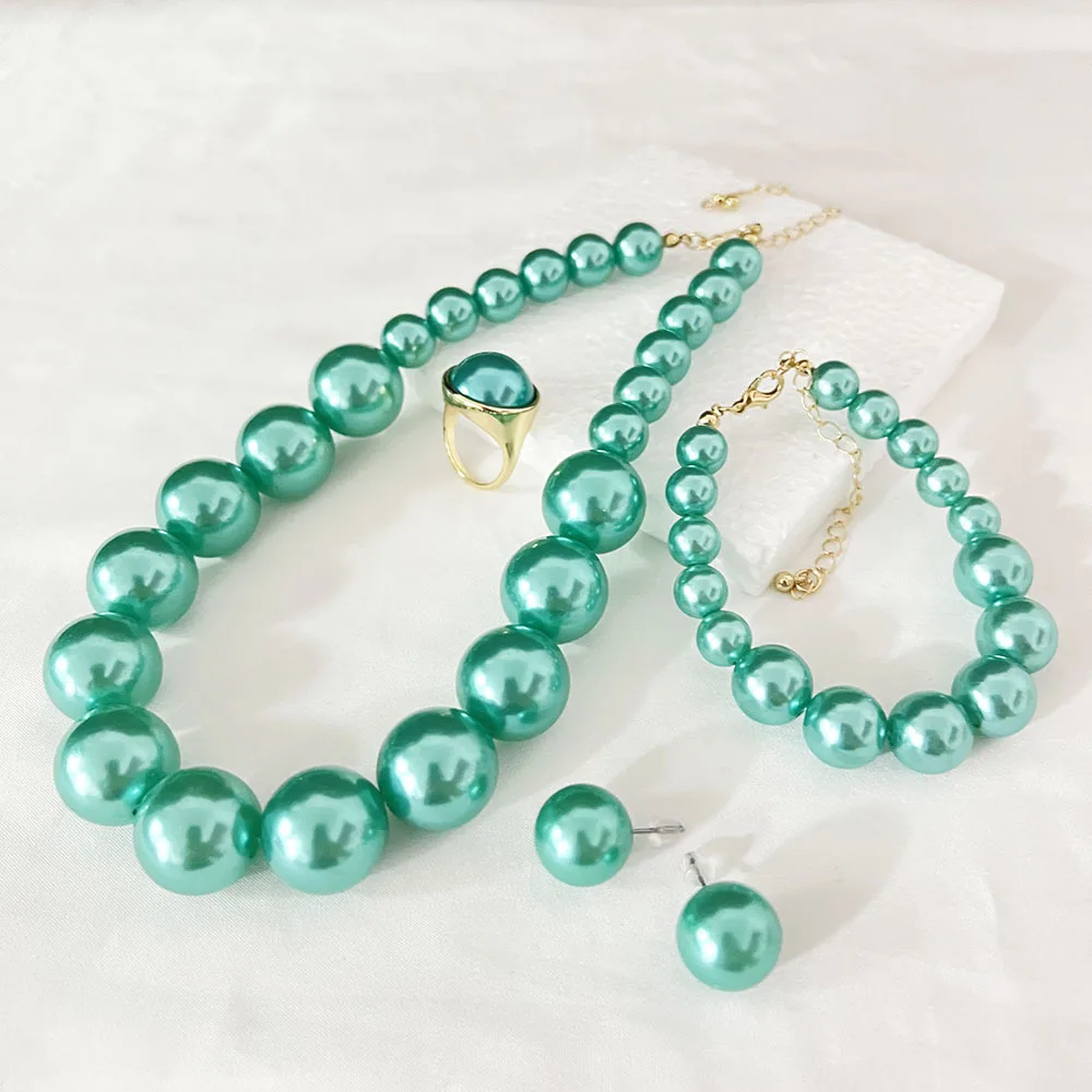 Vintage Elegant Pearl Necklace Earring Set for Women, Bridal Wedding Dress Clavicle Chain Jewelry, Luxury  Wedding Party Gifts