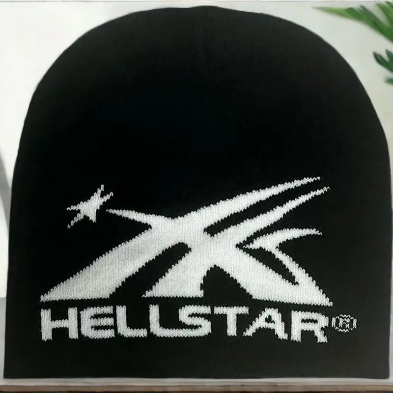 Hellstar Jacquard Letter Unisex Casual Sports Hat Embroidered Knit Beanie Cap Men Women Winter Warm Streetwear