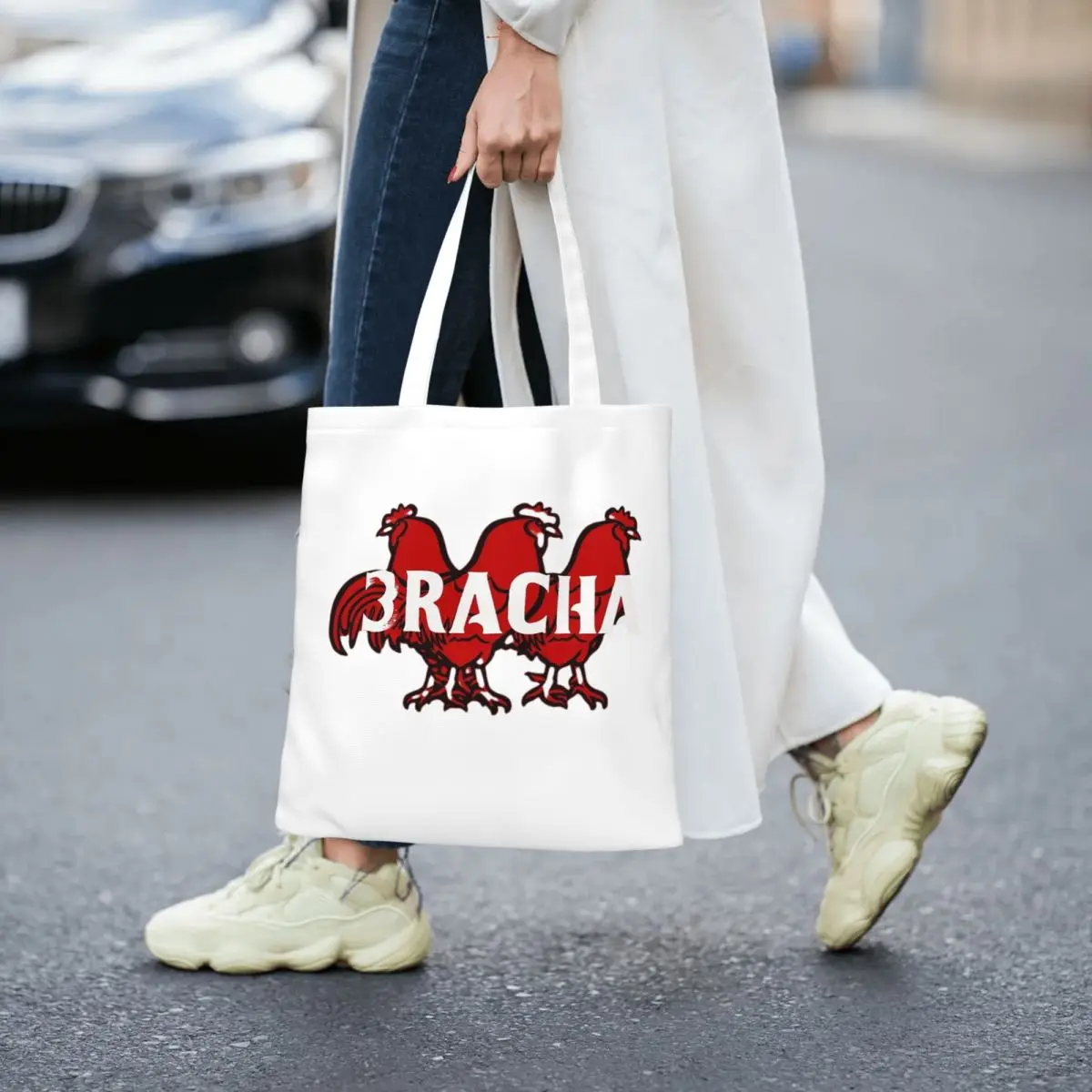3RACHA Shopping Bags Canvas The Tote Bag Foldable for Ladies Shoulder Tote Travel Handbag