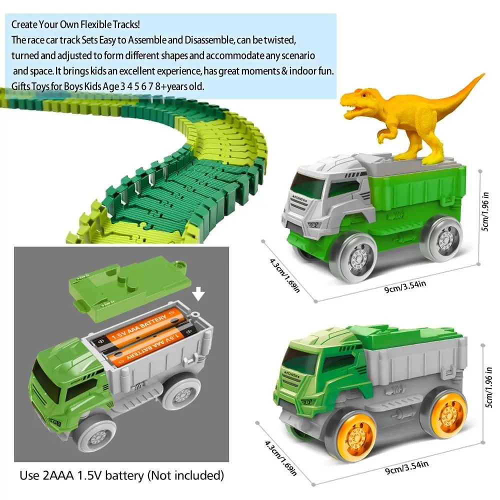 Dinossauro mundo escalada pista trem ferroviário brinquedo anti-gravidade pista elétrica brinquedo educacional pista flexível dinossauro pista carro