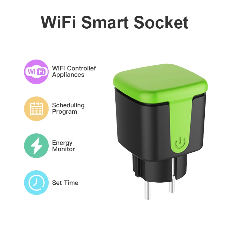 RSH Wifi Tuya Smart Outdoor Socket EU Plug 100-240V 16A IP44 Waterproof Wireless Socket Plug Works With Smart Life Alexa