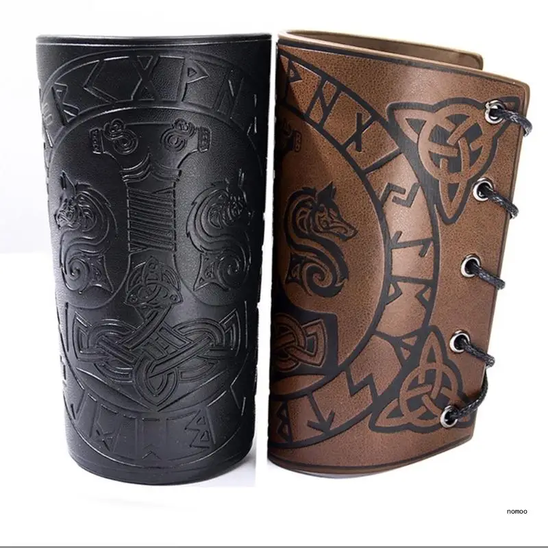 Punk Medieval Men Cosplay Costume Accessories Bracer Knight Arm Wristband