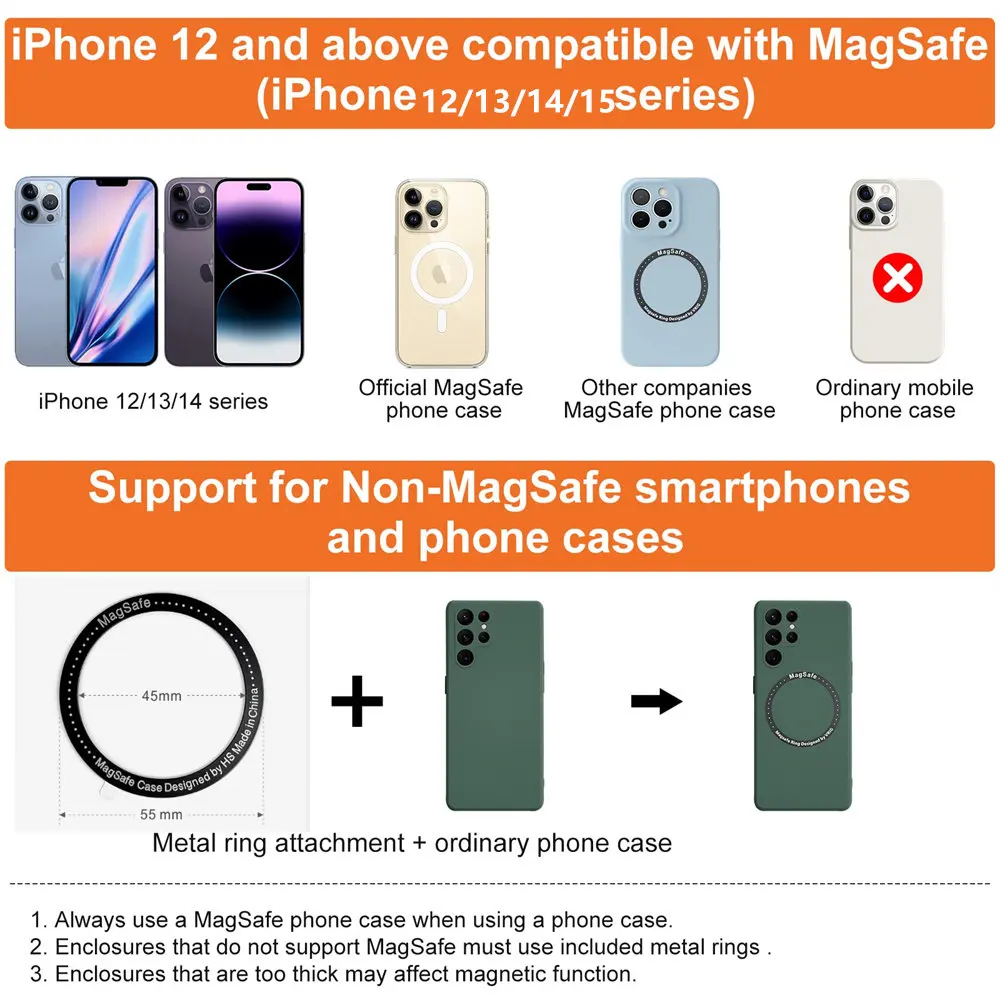 LEAPLIGHT Adaptador de montaje de trípode de teléfono magnético de metal con zapata fría dual 1/4 para MagSafe Iphone Android micrófono trípode soporte fijo