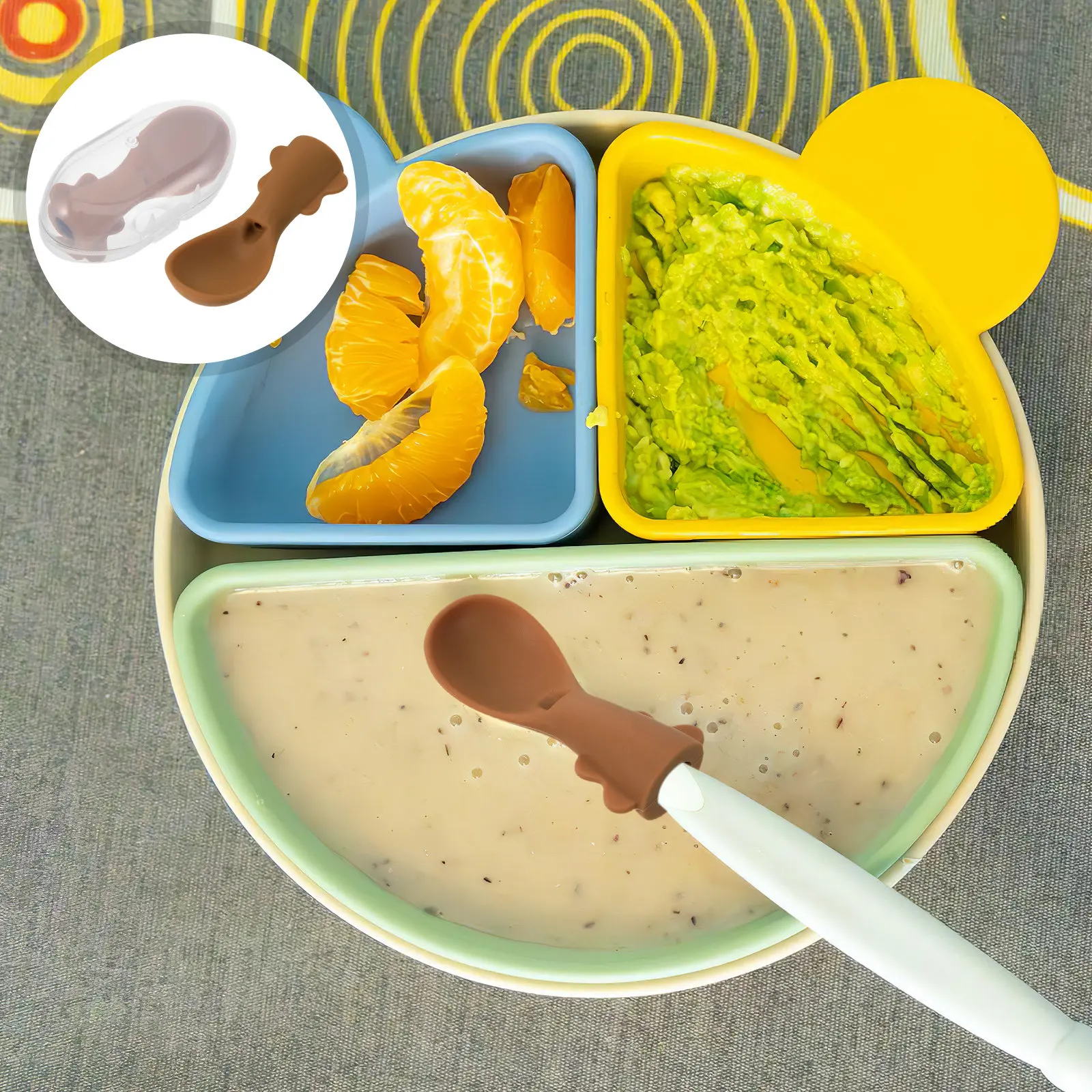 

5Pcs Baby Food Pouch Spoon Attachment Soft Silicone Baby Feeding Spoon Set Reusable Food Pouch Topper Infant Weaning Feeding