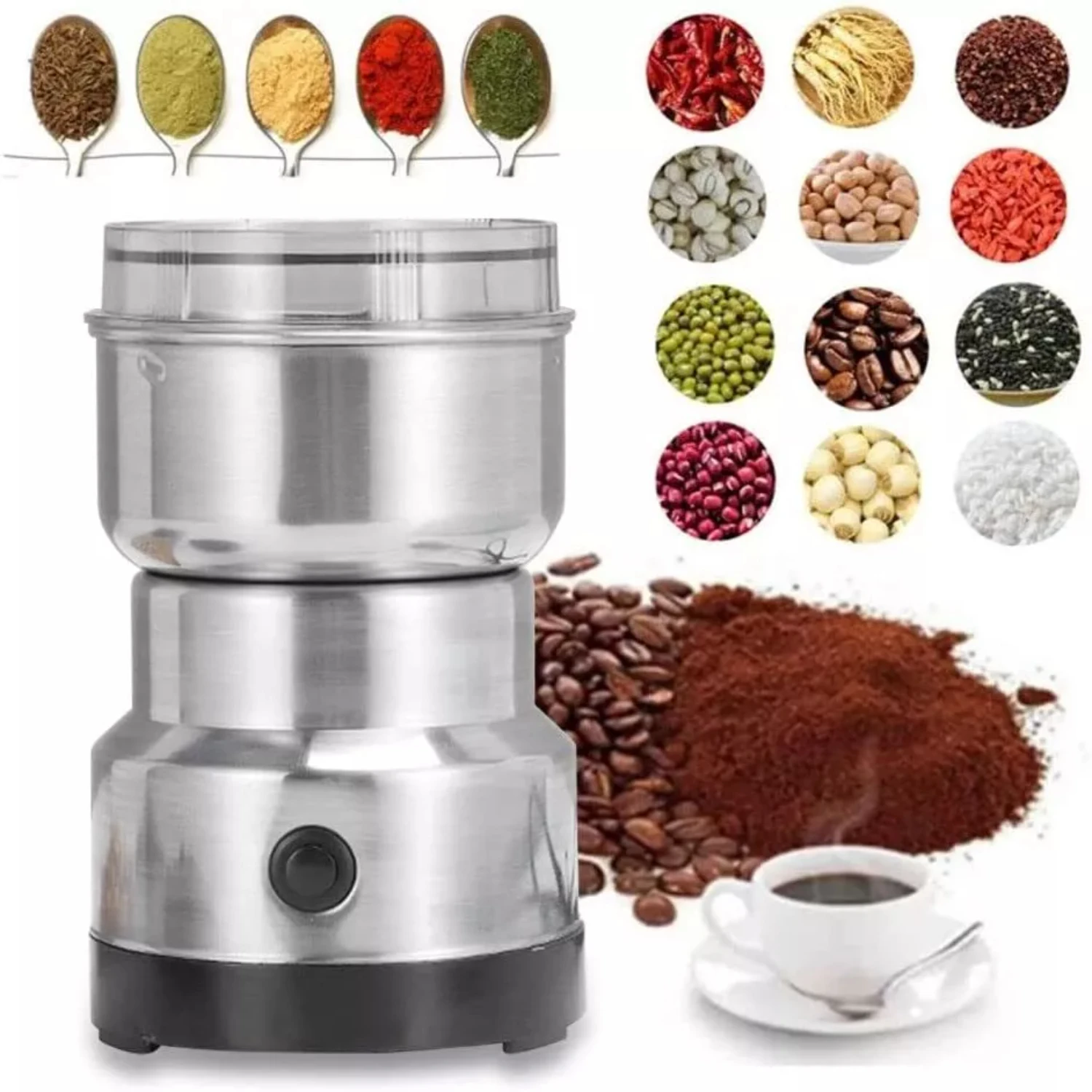 

Coffee Bean Grinder Nut Herb Grind Spice Mill Blender Machine New