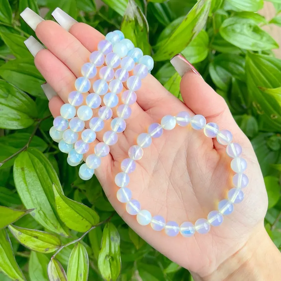 Natural Stone 4/6/8mm Opal Bead Bracelet For Women Men Healing Energy Protection Positive Vibes Stress Relief Spiritual Jewelry