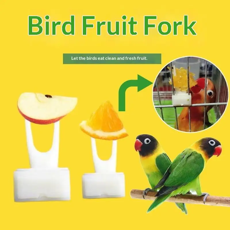 20Pcs Durable PP Material Bird Cage Fruit Forks Parrot Feeding Accessories Pet Supplies Snack Holder For Birds