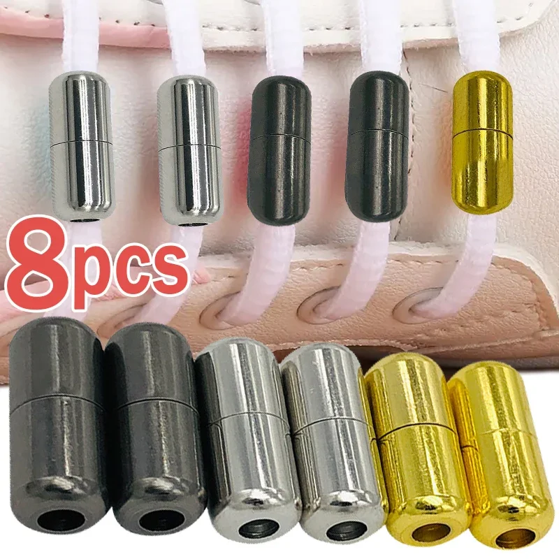 8pcs Metal Shoelaces Semicircle Buckles Shoe Laces No Tie Buckle Connector Shoes Sneakers Shoelace Quick Lazy Metal Capsule Lock