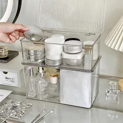 Desktop Storage Box Transparent PET Desk Stationery Hand Account Storage Box Large Capacity Drawer Cosmetic Organizer